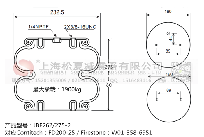 JBF262/275-2橡膠<a href='http://m.zkoepgr.com.cn/' target='_blank'><u>空氣彈簧</u></a>