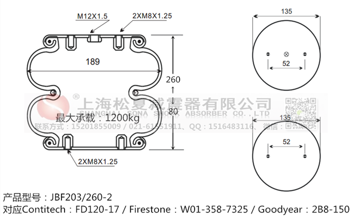 JBF203/260-2橡膠<a href='http://m.zkoepgr.com.cn/' target='_blank'><u>空氣彈簧</u></a>