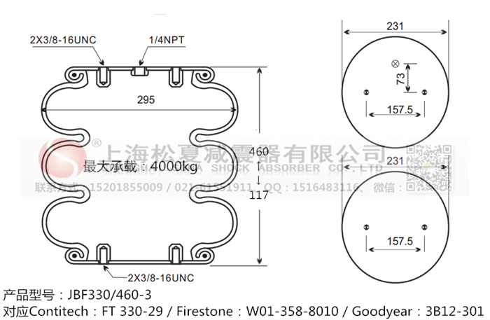 JBF330/460-3橡膠<a href='http://m.zkoepgr.com.cn/' target='_blank'><u>空氣彈簧</u></a>